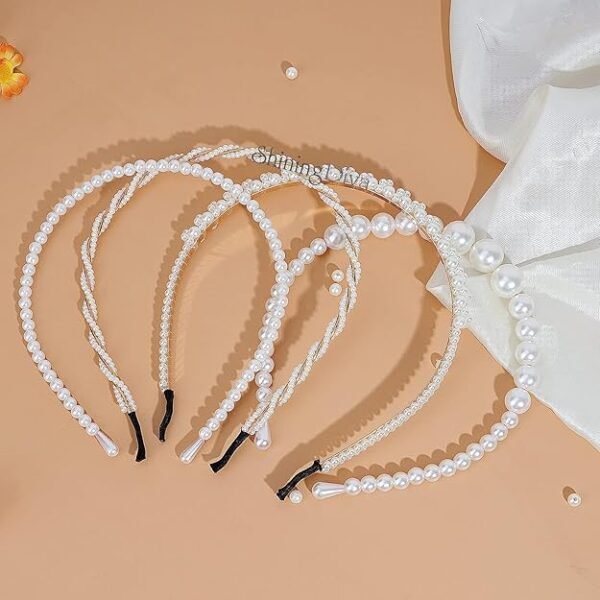 Shining Diva Fashion 4 Pcs Headbands Stylish Pearl Hairbands